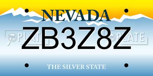 ZB3Z8Z Nevada License Plate