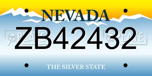 ZB42432 Nevada License Plate