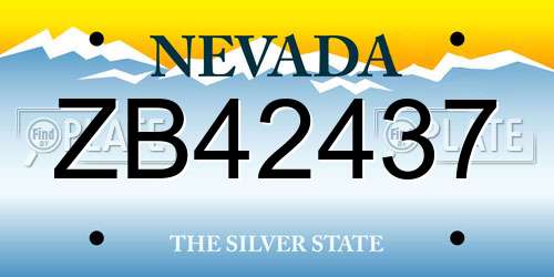 ZB42437 Nevada License Plate
