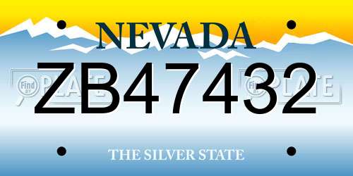 ZB47432 Nevada License Plate