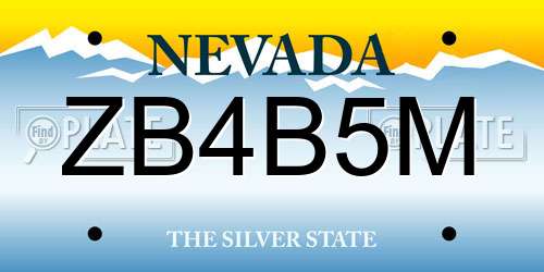 ZB4B5M Nevada License Plate