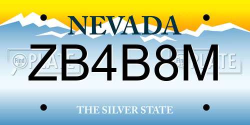 ZB4B8M Nevada License Plate