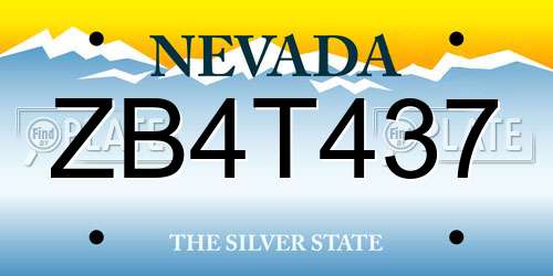 ZB4T437 Nevada License Plate