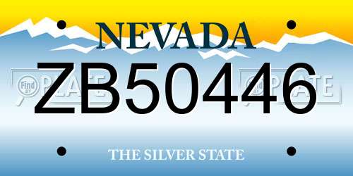 ZB50446 Nevada License Plate