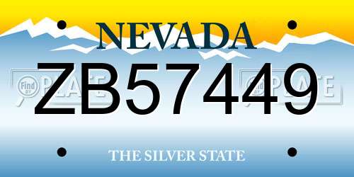 ZB57449 Nevada License Plate