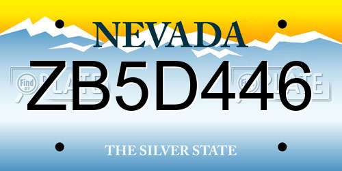 ZB5D446 Nevada License Plate