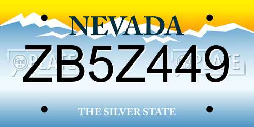 ZB5Z449 Nevada License Plate
