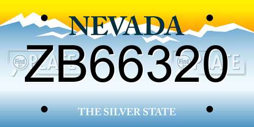 ZB66320 Nevada License Plate