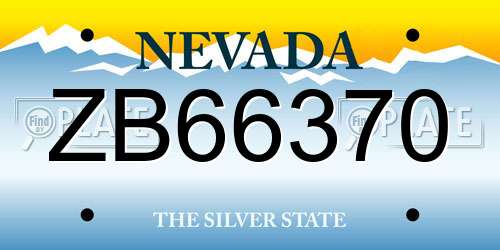 ZB66370 Nevada License Plate