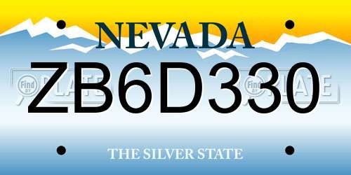 ZB6D330 Nevada License Plate