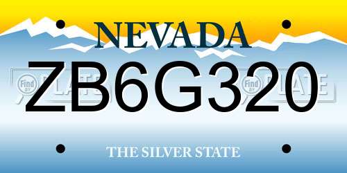 ZB6G320 Nevada License Plate