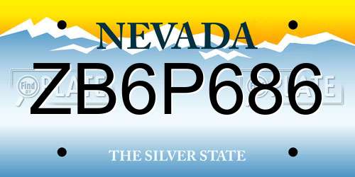 ZB6P686 Nevada License Plate