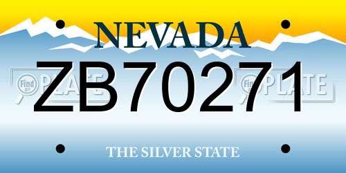 ZB70271 Nevada License Plate