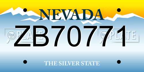 ZB70771 Nevada License Plate