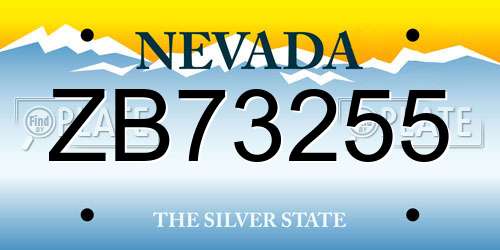 ZB73255 Nevada License Plate