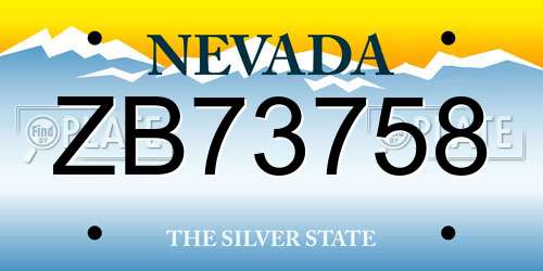 ZB73758 Nevada License Plate