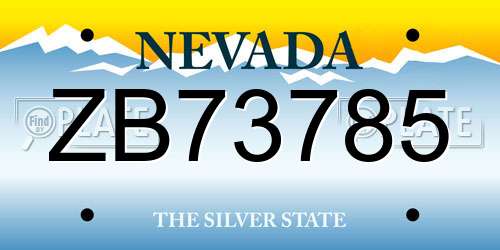 ZB73785 Nevada License Plate
