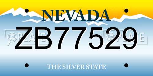 ZB77529 Nevada License Plate