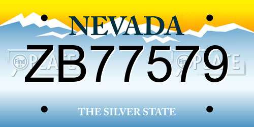 ZB77579 Nevada License Plate