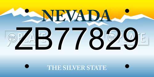 ZB77829 Nevada License Plate