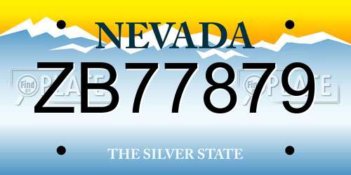 ZB77879 Nevada License Plate