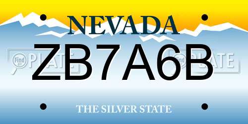 ZB7A6B Nevada License Plate