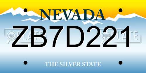 ZB7D221 Nevada License Plate