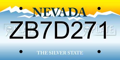 ZB7D271 Nevada License Plate