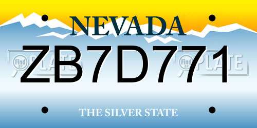 ZB7D771 Nevada License Plate