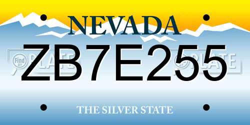 ZB7E255 Nevada License Plate