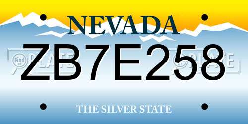 ZB7E258 Nevada License Plate