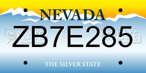 ZB7E285 Nevada License Plate