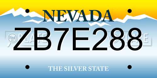 ZB7E288 Nevada License Plate
