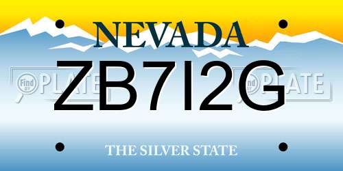 ZB7I2G Nevada License Plate