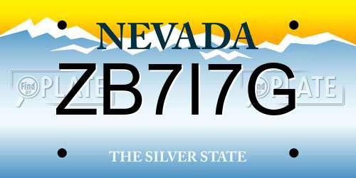 ZB7I7G Nevada License Plate