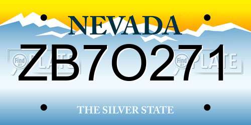 ZB7O271 Nevada License Plate