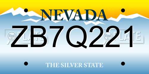 ZB7Q221 Nevada License Plate