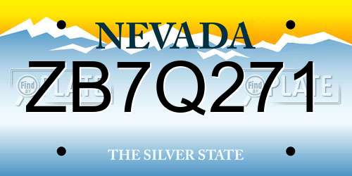 ZB7Q271 Nevada License Plate