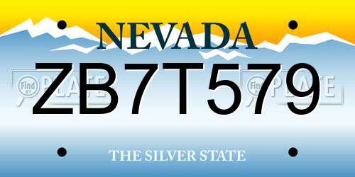 ZB7T579 Nevada License Plate