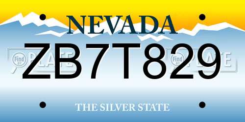 ZB7T829 Nevada License Plate