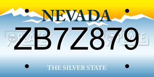 ZB7Z879 Nevada License Plate