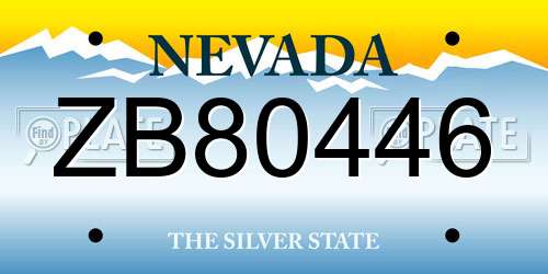 ZB80446 Nevada License Plate