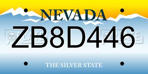 ZB8D446 Nevada License Plate