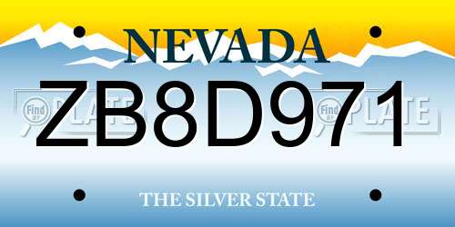 ZB8D971 Nevada License Plate