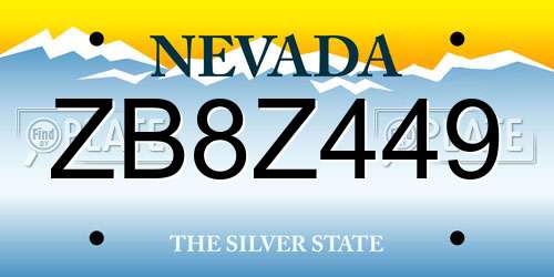 ZB8Z449 Nevada License Plate