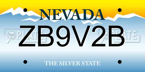 ZB9V2B Nevada License Plate