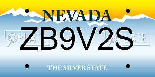 ZB9V2S Nevada License Plate