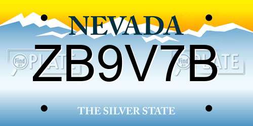 ZB9V7B Nevada License Plate