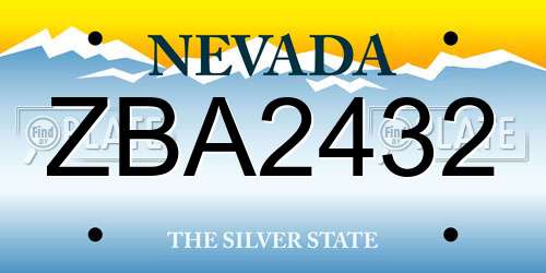 ZBA2432 Nevada License Plate