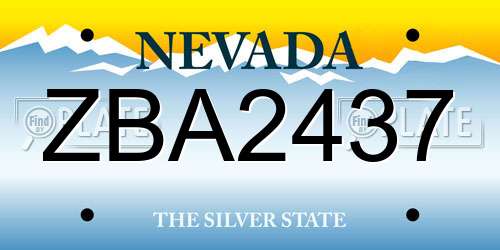 ZBA2437 Nevada License Plate